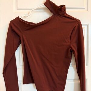 NWT Abercrombie & Fitch Rich Brown Asymmetrical Long Sleeve Top